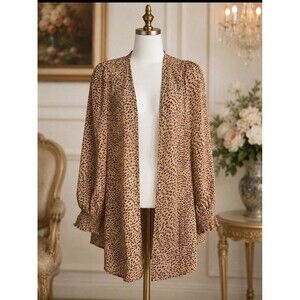 ELINGS Women’s Animal Print Open Front Kimono Cardigan Size S